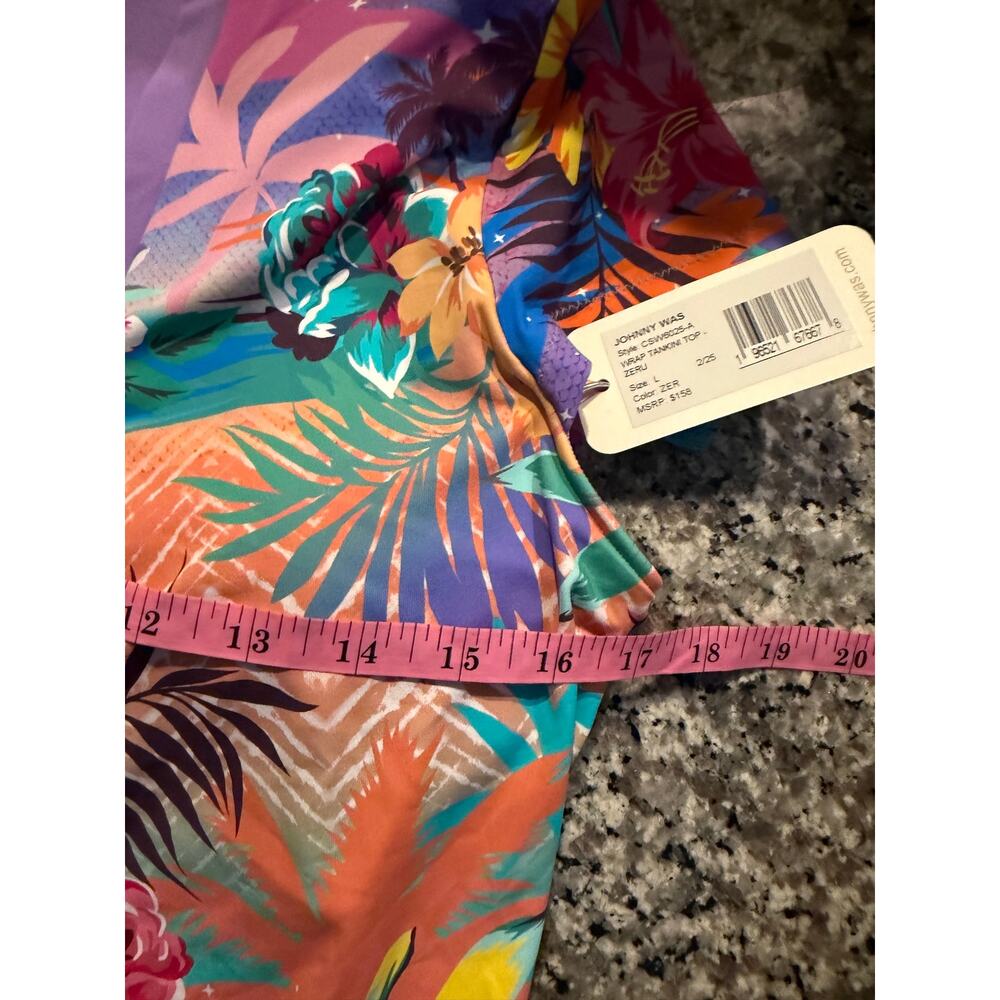 NWT Johnny Was California Wrap Tankini Top Large Tropical Floral Peplum Swim Top - Picture 9 of 10